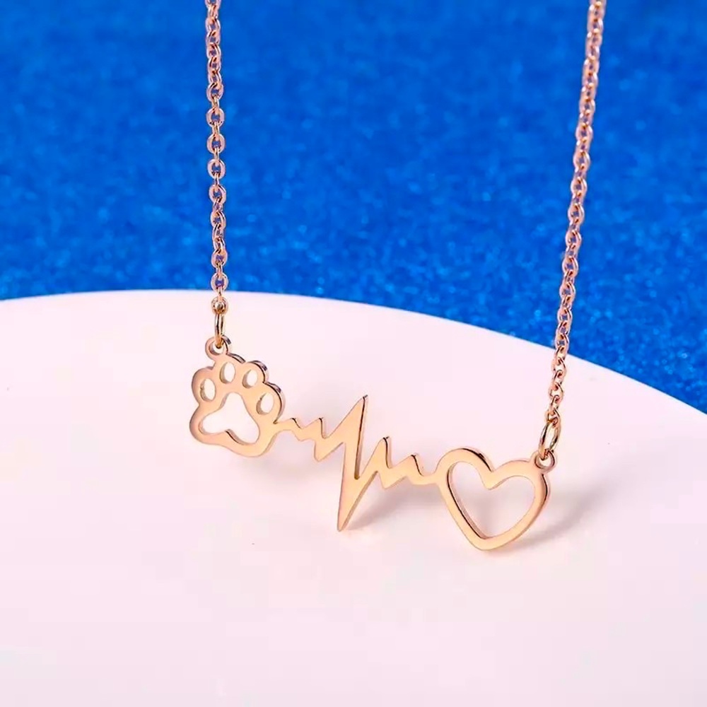 Paw Heartbeat Veterinarian necklace. 3 Colors.